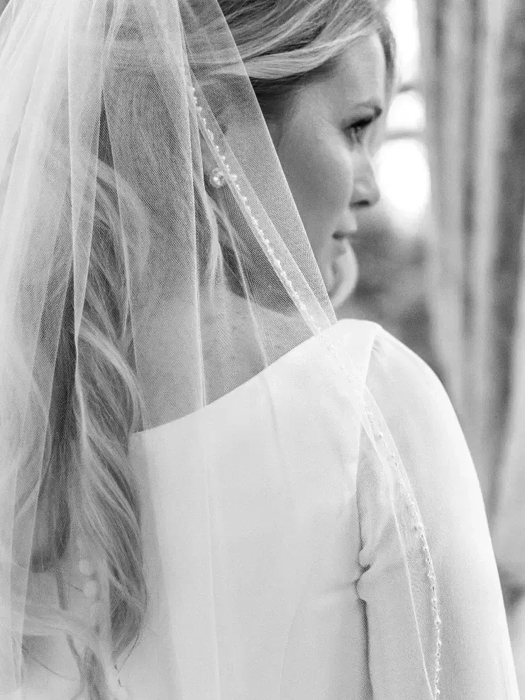 Bride wearing veils