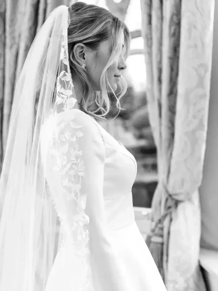 Bride wearing veils