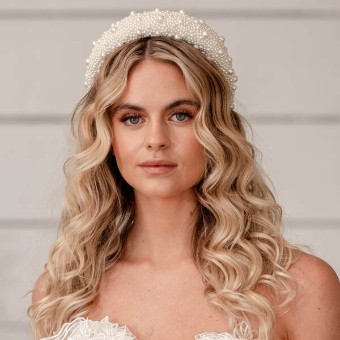 Arianna Bespoke Style #Pearl padded Headband - AR718 #0 default Ivory thumbnail