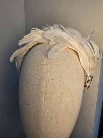 Arianna Bespoke Style #Feather Headband - AR759IVSI #0 default Ivory thumbnail