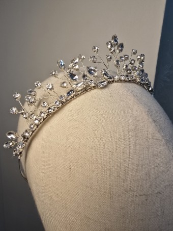 Arianna Bespoke Style #Diamante Sprig Tiara - AR760 #0 default Silver thumbnail