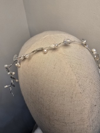 Arianna Bespoke Style #Leaf & Freshwater Pearl Hair Vine - AR772 #1 default Silver/Pearl thumbnail