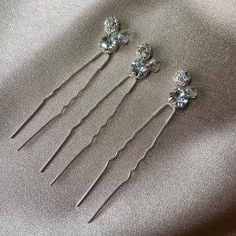 Arianna Bespoke Style #Diamante Crystal Pins X3 #0 default Silver thumbnail