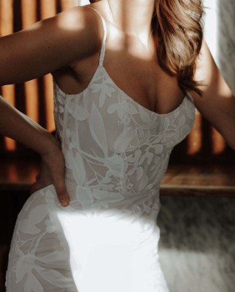 All Who Wander Style #Ensley #2 (IV-FRO) IVORY LACE AND TULLE OVER FROST GOWN thumbnail