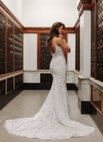 All Who Wander Style #Ensley #1 (IV-FRO) IVORY LACE AND TULLE OVER FROST GOWN thumbnail