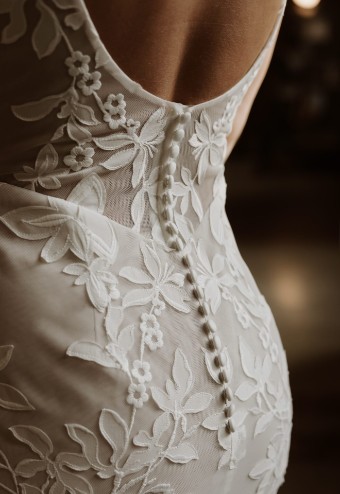 All Who Wander Style #Ensley #3 (IV-FRO) IVORY LACE AND TULLE OVER FROST GOWN thumbnail