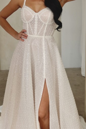 Martina Liana Style #Thalia - 1757 #8 default (IV-RM) IVORY LACE TULLE AND RUM ROYAL ORGANZA thumbnail