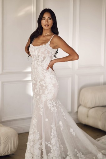 Martina Liana Style #Ava - 1767 #4 (IV-RUM) Ivory Lace and Tulle over Rum Gown thumbnail