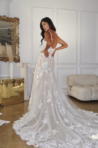 Martina Liana Style #Ava - 1767 #5 (IV-RUM) Ivory Lace and Tulle over Rum Gown thumbnail