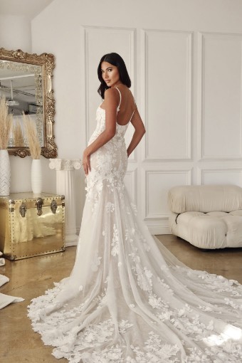 Martina Liana Style #Ava - 1767 #1 (IV-RUM) Ivory Lace and Tulle over Rum Gown thumbnail