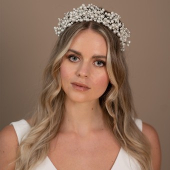 Arianna Bespoke Style #Everlasting Tiara - Pearl & Crystal, Brown Wire - AR598 #1 default Pearl/Crystal thumbnail