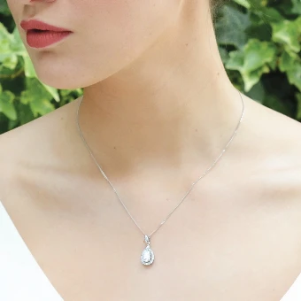 Ivory & Co. Belmont Pendant & Earrings Set #0 Rhodium Plated thumbnail