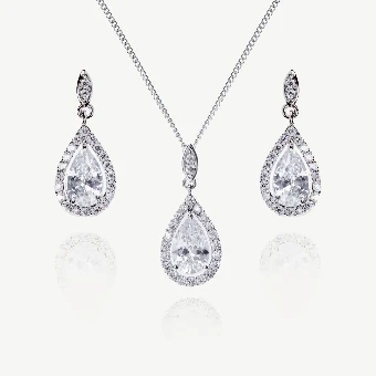 Ivory & Co. Belmont Pendant & Earrings Set #1 Rhodium Plated thumbnail