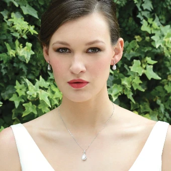 Ivory & Co. Belmont Pendant & Earrings Set #4 Rhodium Plated thumbnail