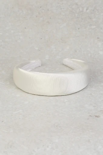 Nieve Couture Minimalist Satin Headband | NT631 #0 Ivory thumbnail