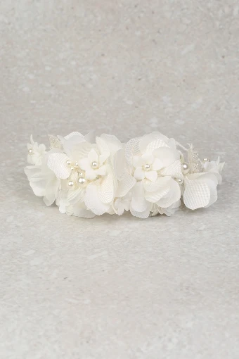 Nieve Couture Romantic Pearl Floral Headpiece | NT634 #0 Ivory/Cream thumbnail