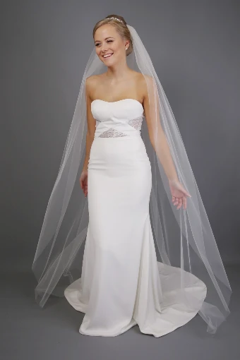 Nieve Couture British Tulle Cut Edge Veil | GCT101 #1 Ivory thumbnail
