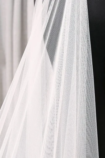 Nieve Couture Faux Silk Cut Edge Veil | GCT301 #0 Ivory thumbnail
