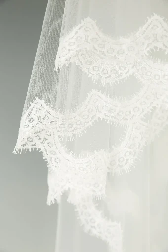 Nieve Couture French Eyelash Lace Veil (Mantilla Style) | NV245 M #0 Ivory thumbnail