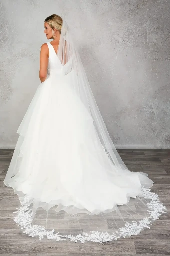 Nieve Couture Blossom Lace and Pearl Veil (Two Tier) | NV386 2T #0 Ivory thumbnail