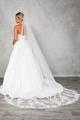 Nieve Couture Botanic Lace Train Veil | NV387 #2 Ivory thumbnail