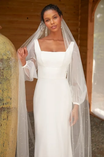 Nieve Couture Pearl Rainfall Veil (Single Tier) | NV410 #0 Ivory thumbnail
