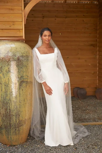 Nieve Couture Pearl Rainfall Veil (Single Tier) | NV410 #3 Ivory thumbnail