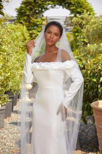 Nieve Couture Pearl Rainfall Veil (Two Tier) | NV410 2T #4 Ivory thumbnail