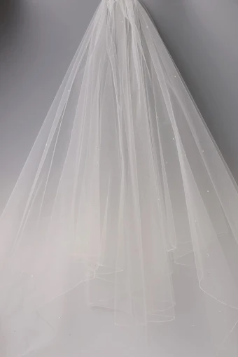 Nieve Couture British Tulle Pencil Edge Veil with 5" Crystal Scatter | GP103 #0 Ivory thumbnail