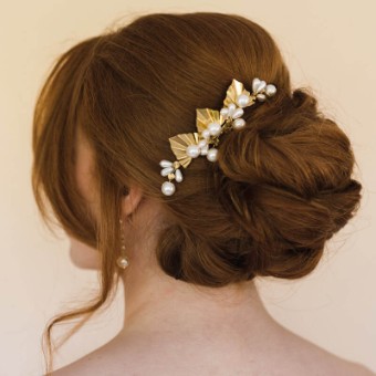 Arianna Bespoke Style #Vida Veil Comb - Gold Only #0 default Ivory Pearl thumbnail
