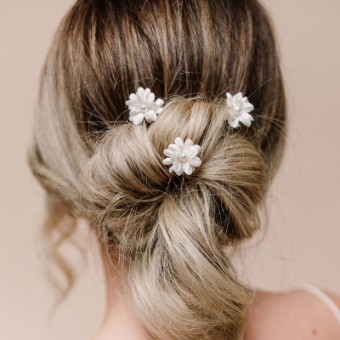 Arianna Bespoke Style #Double Flower Hairpins x3 - ARP604 #0 default Ivory Pearl thumbnail