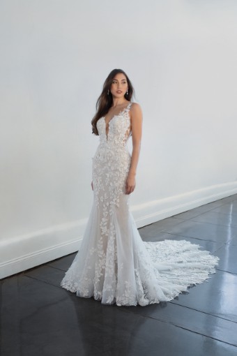 Martina Liana Style #Amalle - 1440 #17 (IVRM-PL) Ivory Lace & Tulle over Rum Gown w Porcelain Tulle Illusion thumbnail