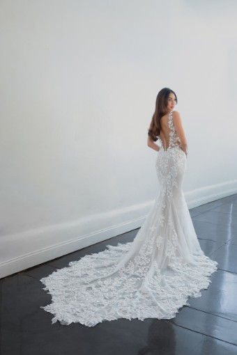 Martina Liana Style #Amalle - 1440 #18 default (IVRM-PL) Ivory Lace & Tulle over Rum Gown w Porcelain Tulle Illusion thumbnail