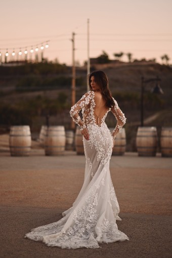 Martina Liana Style #Amalle - 1440 #14 (IVRM-PL) Ivory Lace & Tulle over Rum Gown w Porcelain Tulle Illusion thumbnail