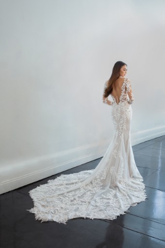 Martina Liana Style #Amalle - 1440 #16 (IVRM-PL) Ivory Lace & Tulle over Rum Gown w Porcelain Tulle Illusion thumbnail