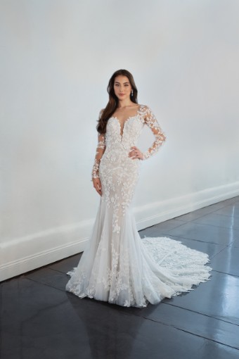 Martina Liana Style #Amalle - 1440 #15 (IVRM-PL) Ivory Lace & Tulle over Rum Gown w Porcelain Tulle Illusion thumbnail
