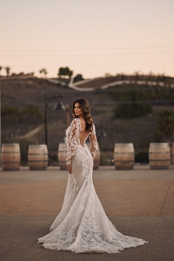 Martina Liana Style #Amalle - 1440 #11 (IVRM-PL) Ivory Lace & Tulle over Rum Gown w Porcelain Tulle Illusion thumbnail
