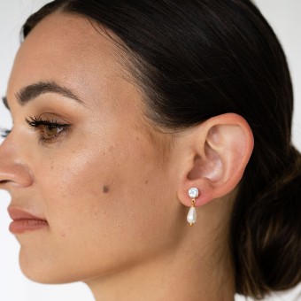 Arianna Bespoke Style #Pearl Teardrop Earrings ARE678 #0 default Ivory thumbnail