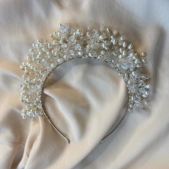 Ariana Tiaras Style #Seed Pearl & Crystal Tiara #1 thumbnail