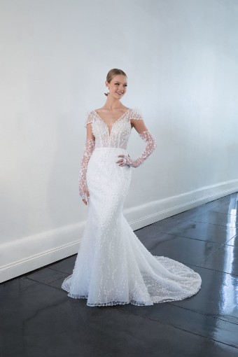 Martina Liana Style #1526 - Nyx #0 default (IVIV-PL) Ivory Lace and Tulle over Ivory Gown w Porcelain Tulle Plunge thumbnail