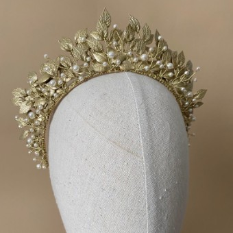 Ariana Tiaras Style #Catherine leaf & pearl tiara - AR788IVSG #0 default Ivory thumbnail