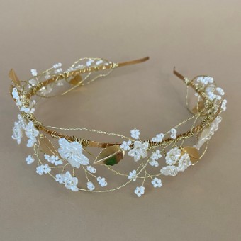 Ariana Tiaras Style #Matilda twisted pearl flower headband - AR805IVSI #0 default Ivory thumbnail