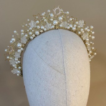 Ariana Tiaras Style #Diana sun & stars Celestial tiara - AR770IVGO #0 default Ivory thumbnail