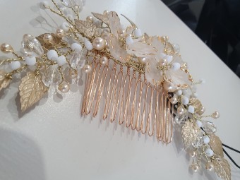 Arianna Bespoke Style #Large Flower & Pearl comb - AR787CMSG #1 default Cream thumbnail