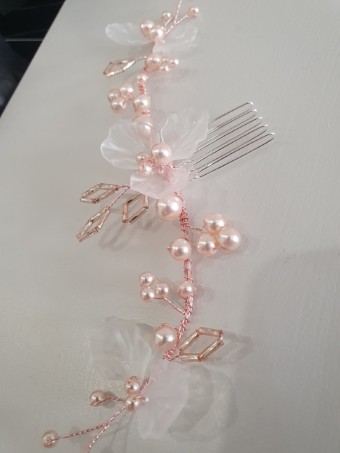 Arianna Bespoke Style #Flower & pearl comb - AR796BLCHRG #1 default Blush/Champagne thumbnail