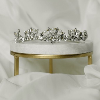 Arianna Bespoke Style #Art Deco Tiara AR713 #0 default Pearl/Gold thumbnail