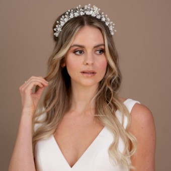 Arianna Bespoke Style #Stargazer Floral Porcelain Headband AR736 #0 default Ivory thumbnail